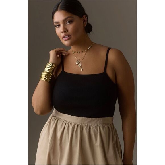 NEW Anthropologie Maeve Sleeveless Rib Poplin Twofer Fitted Midi Dress Plus 1X - Picture 2 of 3